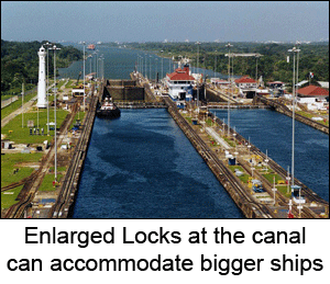 Enlarged Locks at the canal can accommodate bigger ships