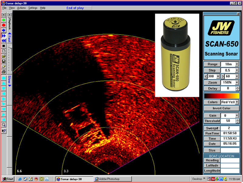 SCAN-650 Scaning Sonar locates car in river