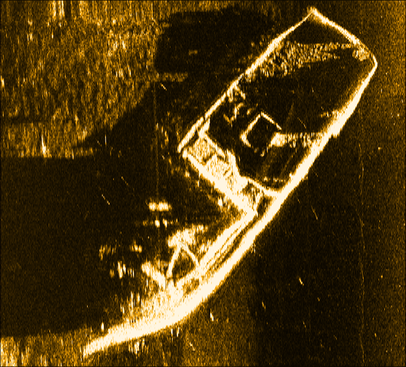 Side Scan image of sunken Shrimp Boat