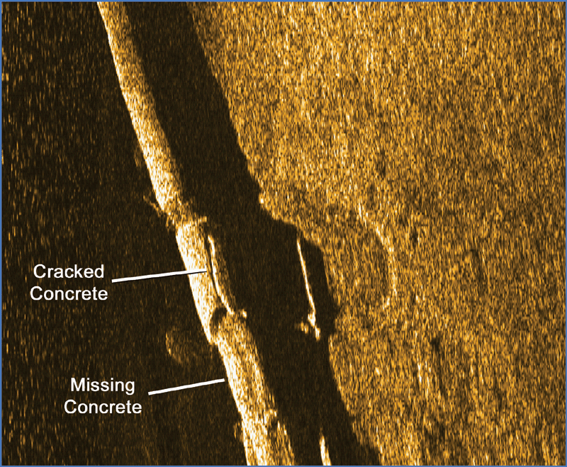 Side Scan Sonar scanned a cracked concrete