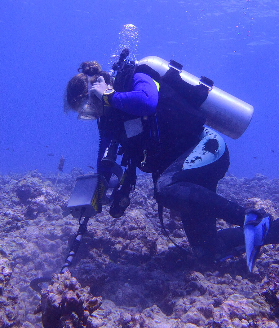A diver using a Pulse 6X under water
